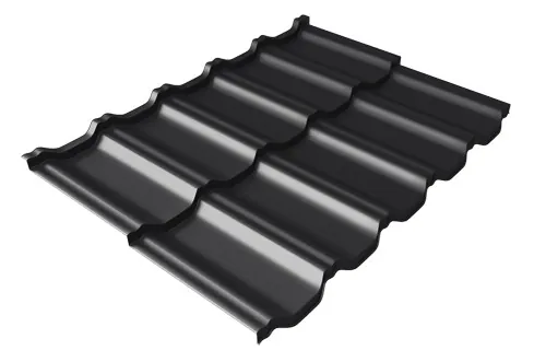 Металлочерепица модульная Квинта Uno Grand Line c 3D резом 0,5 Satin Мatt RAL 9005 черный купить в Новом Уренгое