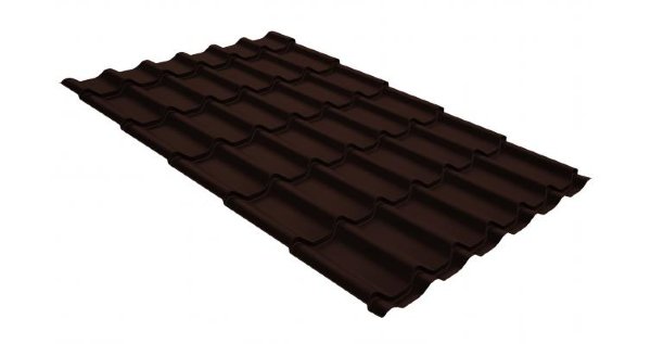 Металлочерепица классик GL 0,5 GreenCoat Pural Matt RR 887 шоколадно-коричневый (RAL 8017 шоколад) купить в Новом Уренгое