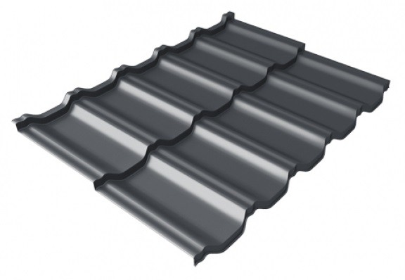 Металлочерепица модульная Квинта Uno Grand Line c 3D резом 0,5 Satin Мatt RAL 7024 мокрый асфальт купить в Новом Уренгое
