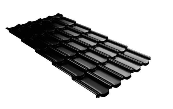 Металлочерепица квинта плюс с 3D резом 0,5 GreenСoat Pural Matt RR 33 черный (RAL 9005 черный) купить в Новом Уренгое