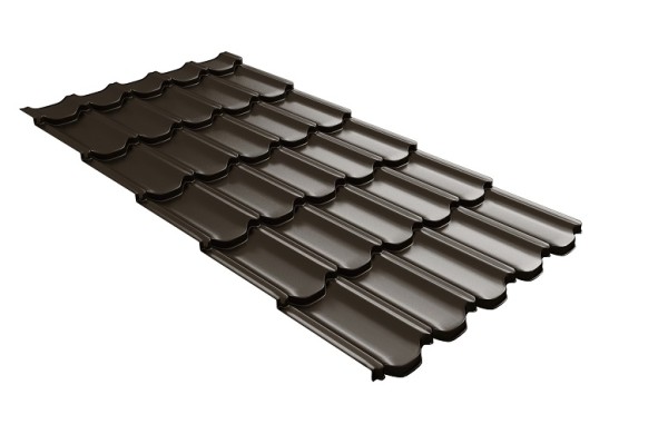 Металлочерепица квинта плюс с 3D резом 0,5 GreenСoat Pural RR 32 темно-коричневый (RAL 8019 серо-коричневый) купить в Новом Уренгое