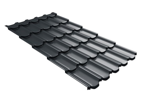 Металлочерепица квинта плюс с 3D резом 0,5 Satin RAL 7016 антрацитово-серый купить в Новом Уренгое