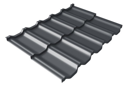 Металлочерепица модульная Квинта Uno Grand Line c 3D резом 0,5 Satin RAL 7024 мокрый асфальт купить в Новом Уренгое