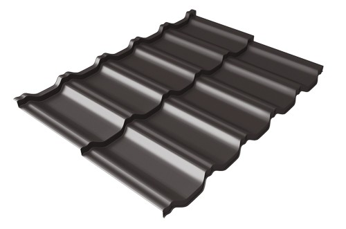 Металлочерепица модульная Квинта Uno Grand Line c 3D резом 0,5 Satin RR 32 темно-коричневый купить в Новом Уренгое