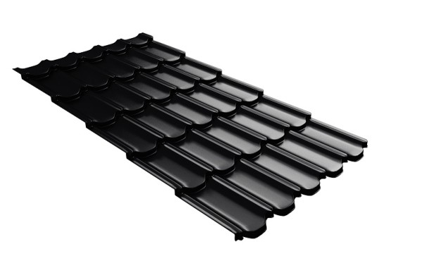 Металлочерепица квинта плюс с 3D резом 0,5 Satin Мatt RAL 9005 черный купить в Новом Уренгое